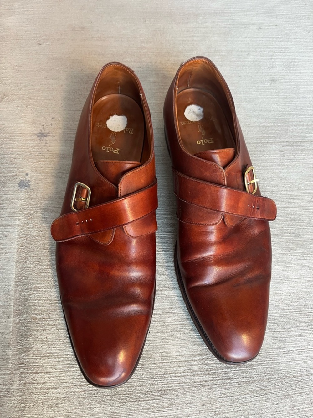 Polo by Ralph Lauren Men's Cognac Brown Single Monk Strap Dress Shoes 12